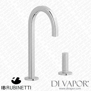 IB Rubinetti EI394CC_3 Elio Washbasin Two Hole Mixer with Hydroprogressive Cartridge Complete with Drain Full Arch Spout and Plain Lever Spare Parts