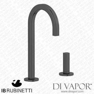 IB Rubinetti EI394CS_3 Elio Washbasin Two Hole Mixer with Hydroprogressive Cartridge Complete with Drain Full Arch Spout and Plain Lever Spare Parts