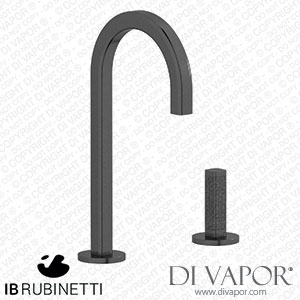 IB Rubinetti EI394CS_4 Elio Washbasin Two Hole Mixer with Hydroprogressive Cartridge Complete with Drain Full Arch Spout and Coral Lever Spare Parts