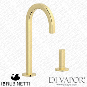 IB Rubinetti EI394II_3 Elio Washbasin Two Hole Mixer with Hydroprogressive Cartridge Complete with Drain Full Arch Spout and Plain Lever Spare Parts