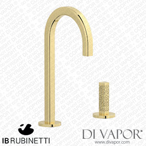 IB Rubinetti EI394II_4 Elio Washbasin Two Hole Mixer with Hydroprogressive Cartridge Complete with Drain Full Arch Spout and Coral Lever Spare Parts
