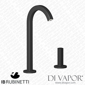 IB Rubinetti EI394NP_2 Elio Washbasin Two Hole Mixer with Hydroprogressive Cartridge Complete with Drain 60Degree Cut Spout and Coral Lever Spare Parts