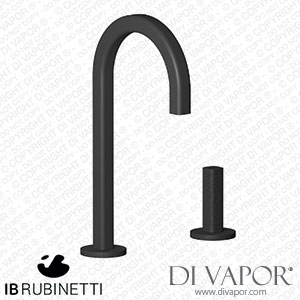 IB Rubinetti EI394NP_4 Elio Washbasin Two Hole Mixer with Hydroprogressive Cartridge Complete with Drain Full Arch Spout and Coral Lever Spare Parts