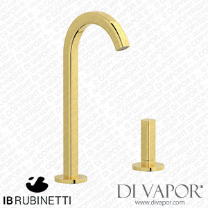 IB Rubinetti EI394OO_1 Elio Washbasin Two Hole Mixer with Hydroprogressive Cartridge Complete with Drain 60Degree Cut Spout and Plain Lever Spare Parts
