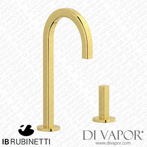 IB Rubinetti EI394OO_3 Elio Washbasin Two Hole Mixer with Hydroprogressive Cartridge Complete with Drain Full Arch Spout and Plain Lever Spare Parts