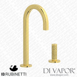 IB Rubinetti EI394OO_4 Elio Washbasin Two Hole Mixer with Hydroprogressive Cartridge Complete with Drain Full Arch Spout and Coral Lever Spare Parts