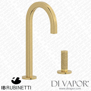 IB Rubinetti EI394OS_4 Elio Washbasin Two Hole Mixer with Hydroprogressive Cartridge Complete with Drain Full Arch Spout and Coral Lever Spare Parts