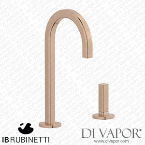 IB Rubinetti EI394SR_3 Elio Washbasin Two Hole Mixer with Hydroprogressive Cartridge Complete with Drain Full Arch Spout and Plain Lever Spare Parts