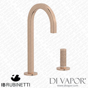 IB Rubinetti EI394SR_4 Elio Washbasin Two Hole Mixer with Hydroprogressive Cartridge Complete with Drain Full Arch Spout and Coral Lever Spare Parts