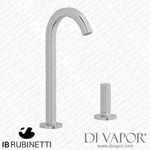 IB Rubinetti EI394SS_1 Elio Washbasin Two Hole Mixer with Hydroprogressive Cartridge Complete with Drain 60Degree Cut Spout and Plain Lever Spare Parts