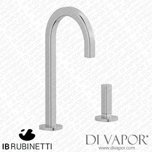 IB Rubinetti EI394SS_3 Elio Washbasin Two Hole Mixer with Hydroprogressive Cartridge Complete with Drain Full Arch Spout and Plain Lever Spare Parts