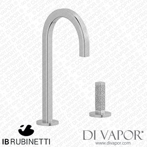 IB Rubinetti EI394SS_4 Elio Washbasin Two Hole Mixer with Hydroprogressive Cartridge Complete with Drain Full Arch Spout and Coral Lever Spare Parts