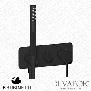 IB Rubinetti EID314NP Industria Exposed Parts for Manual Wall Mixer with Three Ways Diverter and Shower Kit Spare Parts