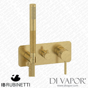 IB Rubinetti EID314ON Industria Exposed Parts for Manual Wall Mixer with Three Ways Diverter and Shower Kit Spare Parts