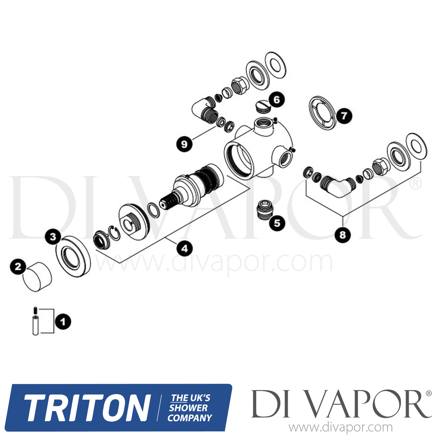 Triton ELITMV3EXSL Elina Exposed TMV3 Sequential Shower Valve Spare Parts