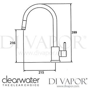 Clearwater ELMCP Elmira C Kitchen Mixer Tap with Pull-Out Aerator Chrome Spare Parts
