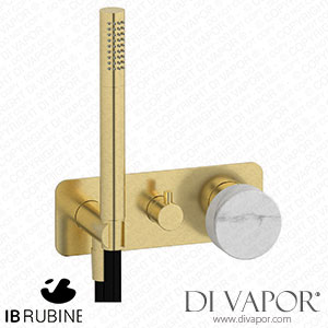 IB Rubinetti EMR313IS_1 Marmo + Marmo L Exposed Parts for Manual Wall Mixer with Two Ways Diverter and Shower Kit - White Marble Spare Parts