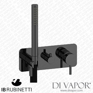 IB Rubinetti EMT314CF Milanotorino Exposed Parts for Manual Wall Mixer with Three Ways Diverter and Shower Kit Spare Parts
