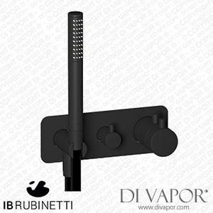 IB Rubinetti EMT613NP Milanotorino Two Ways Wall Shower Thermostatic Valve Complete with Shower Kit Spare Parts