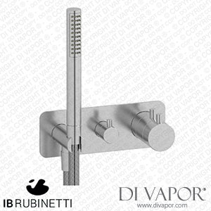 IB Rubinetti EMT613SS Milanotorino Two Ways Wall Shower Thermostatic Valve Complete with Shower Kit Spare Parts