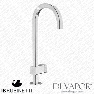 IB Rubinetti EO200CC_4 Elio Washbasin Mono Mixer with Hydroprogressive Cartridge Complete with Drain Full Arch Spout and Coral Lever Spare Parts