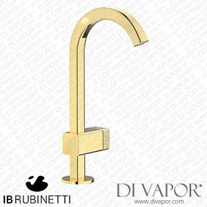 IB Rubinetti EO200II_2 Elio Washbasin Mono Mixer with Hydroprogressive Cartridge Complete with Drain 60Degree Cut Spout and Coral Lever Spare Parts