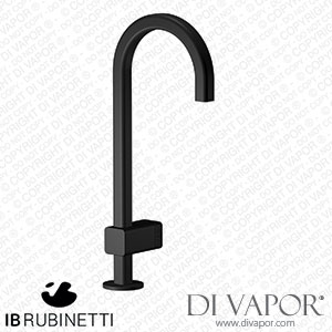 IB Rubinetti EO200NP_4 Elio Washbasin Mono Mixer with Hydroprogressive Cartridge Complete with Drain Full Arch Spout and Coral Lever Spare Parts