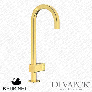 IB Rubinetti EO200OO_4 Elio Washbasin Mono Mixer with Hydroprogressive Cartridge Complete with Drain Full Arch Spout and Coral Lever Spare Parts