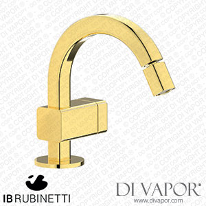 IB Rubinetti EO220OO_2 Elio Bidet Mono Mixer with Hydroprogressive Cartridge Complete with Drain 60Degree Cut Spout and Coral Lever Spare Parts