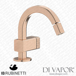 IB Rubinetti EO220SR_2 Elio Bidet Mono Mixer with Hydroprogressive Cartridge Complete with Drain 60Degree Cut Spout and Coral Lever Spare Parts
