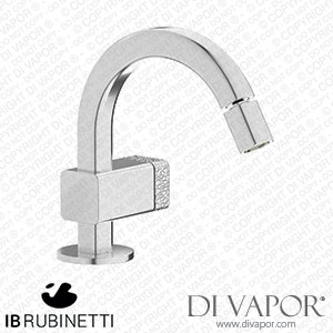 IB Rubinetti EO220SS_2 Elio Bidet Mono Mixer with Hydroprogressive Cartridge Complete with Drain 60Degree Cut Spout and Coral Lever Spare Parts