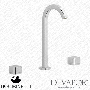 IB Rubinetti EO392CC_1 Elio Three Hole Washbasin Set Complete with Drain 60Degree Cut Spout and Plain Lever Spare Parts