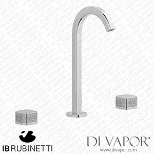IB Rubinetti EO392CC_2 Elio Three Hole Washbasin Set Complete with Drain 60Degree Cut Spout and Coral Lever Spare Parts