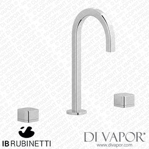 IB Rubinetti EO392CC_3 Elio Three Hole Washbasin Set Complete with Drain Full Arch Spout and Plain Lever Spare Parts
