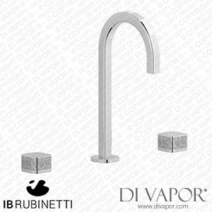 IB Rubinetti EO392CC_4 Elio Three Hole Washbasin Set Complete with Drain Full Arch Spout and Coral Lever Spare Parts