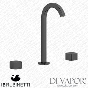 IB Rubinetti EO392CF_1 Elio Three Hole Washbasin Set Complete with Drain 60Degree Cut Spout and Plain Lever Spare Parts