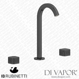 IB Rubinetti EO392CF_2 Elio Three Hole Washbasin Set Complete with Drain 60Degree Cut Spout and Coral Lever Spare Parts