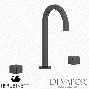 IB Rubinetti EO392CF_3 Elio Three Hole Washbasin Set Complete with Drain Full Arch Spout and Plain Lever Spare Parts