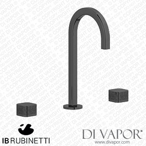 IB Rubinetti EO392CF_4 Elio Three Hole Washbasin Set Complete with Drain Full Arch Spout and Coral Lever Spare Parts