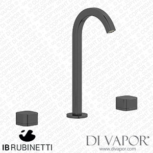 IB Rubinetti EO392CS_1 Elio Three Hole Washbasin Set Complete with Drain 60Degree Cut Spout and Plain Lever Spare Parts