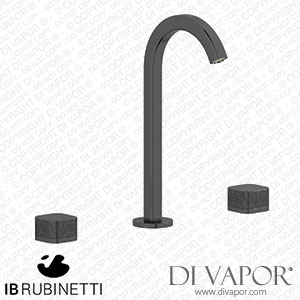 IB Rubinetti EO392CS_2 Elio Three Hole Washbasin Set Complete with Drain 60Degree Cut Spout and Coral Lever Spare Parts