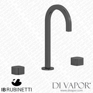 IB Rubinetti EO392CS_3 Elio Three Hole Washbasin Set Complete with Drain Full Arch Spout and Plain Lever Spare Parts