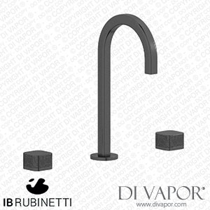 IB Rubinetti EO392CS_4 Elio Three Hole Washbasin Set Complete with Drain Full Arch Spout and Coral Lever Spare Parts