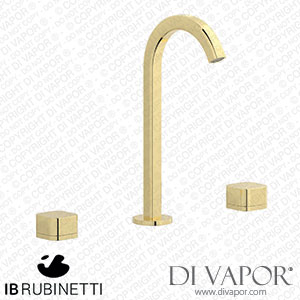 IB Rubinetti EO392II_1 Elio Three Hole Washbasin Set Complete with Drain 60Degree Cut Spout and Plain Lever Spare Parts