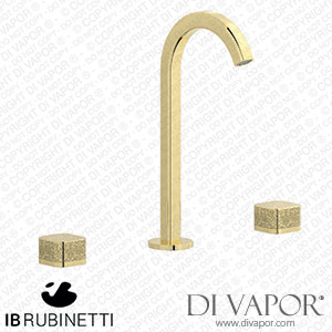 IB Rubinetti EO392II_2 Elio Three Hole Washbasin Set Complete with Drain 60Degree Cut Spout and Coral Lever Spare Parts