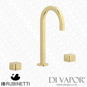 IB Rubinetti EO392II_3 Elio Three Hole Washbasin Set Complete with Drain Full Arch Spout and Plain Lever Spare Parts