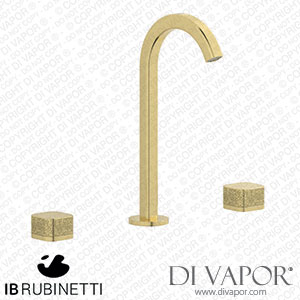 IB Rubinetti EO392IS_2 Elio Three Hole Washbasin Set Complete with Drain 60Degree Cut Spout and Coral Lever Spare Parts