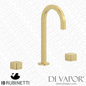 IB Rubinetti EO392IS_3 Elio Three Hole Washbasin Set Complete with Drain Full Arch Spout and Plain Lever Spare Parts