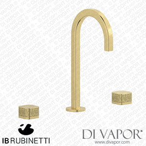IB Rubinetti EO392IS_4 Elio Three Hole Washbasin Set Complete with Drain Full Arch Spout and Coral Lever Spare Parts
