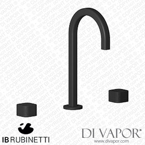 IB Rubinetti EO392NP_4 Elio Three Hole Washbasin Set Complete with Drain Full Arch Spout and Coral Lever Spare Parts